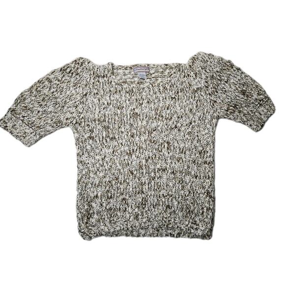 Vintage 80s Chunky Knit Puff 3/4 Sleeve Sweater Crewneck Pullover Small Retro - Picture 5 of 9